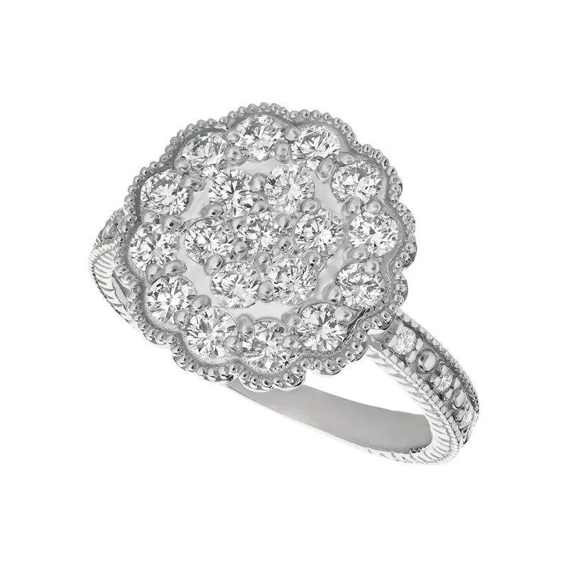 1.00 Carat Natural Diamond Ring G SI 14K White Gold