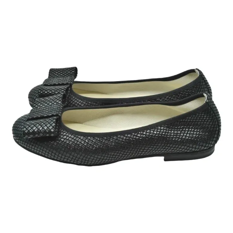 1412 - Black Soft Leather Flats for Girl/Teen/Women by London Kids