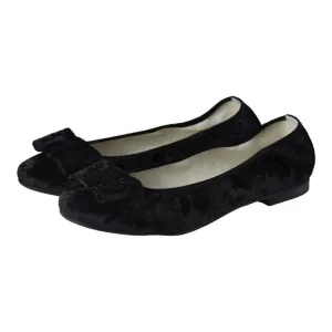1412 - Black Velvet Flats for Girl/Teen/Women by London Kids
