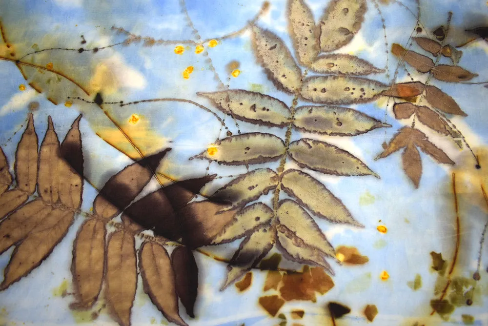 14" x 72" Eco Printed Silk Satin Scarf