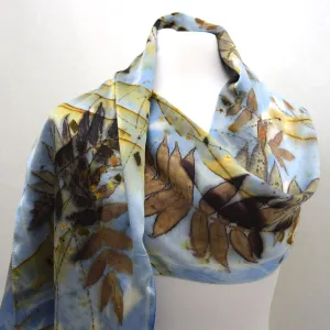 14" x 72" Eco Printed Silk Satin Scarf