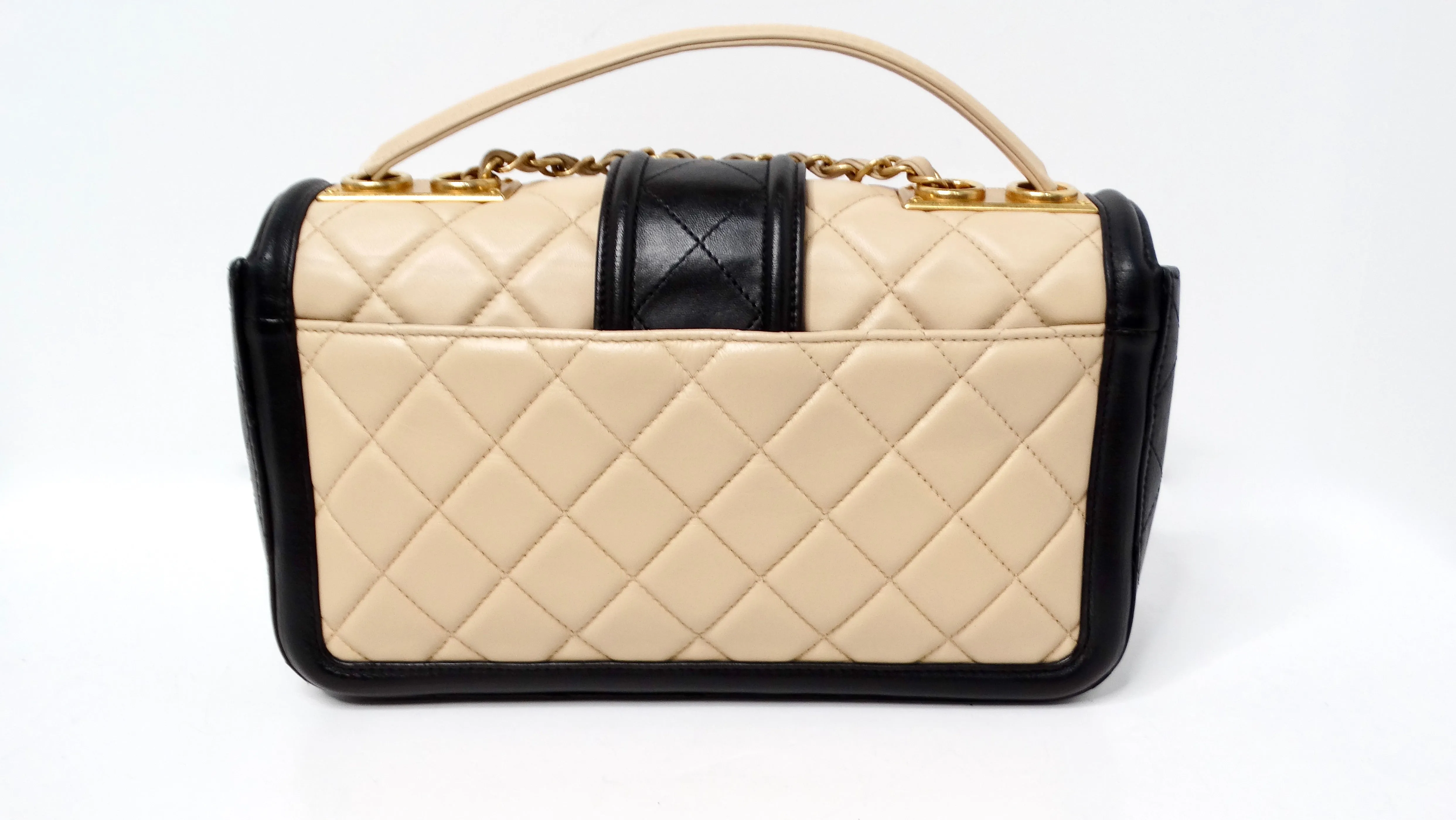 2014 Chanel Elegant CC Tan & Black Quilted Lambskin Flap Bag