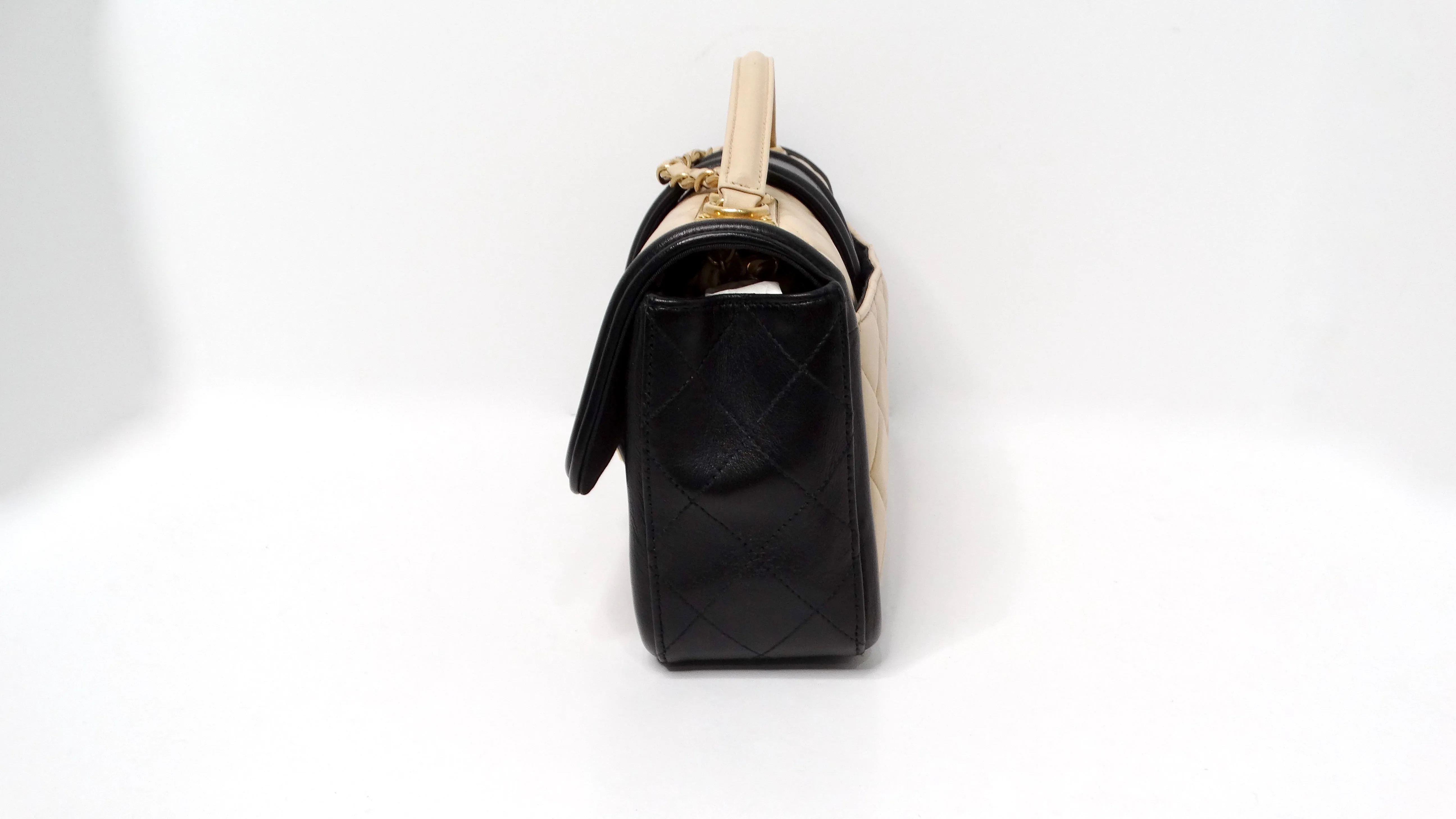 2014 Chanel Elegant CC Tan & Black Quilted Lambskin Flap Bag