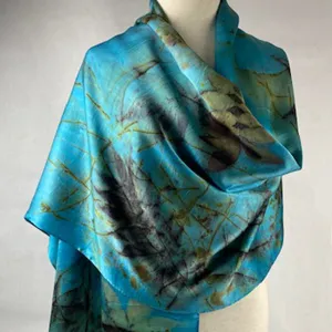 22 x 88 Blue Silk Scarf or Shawl