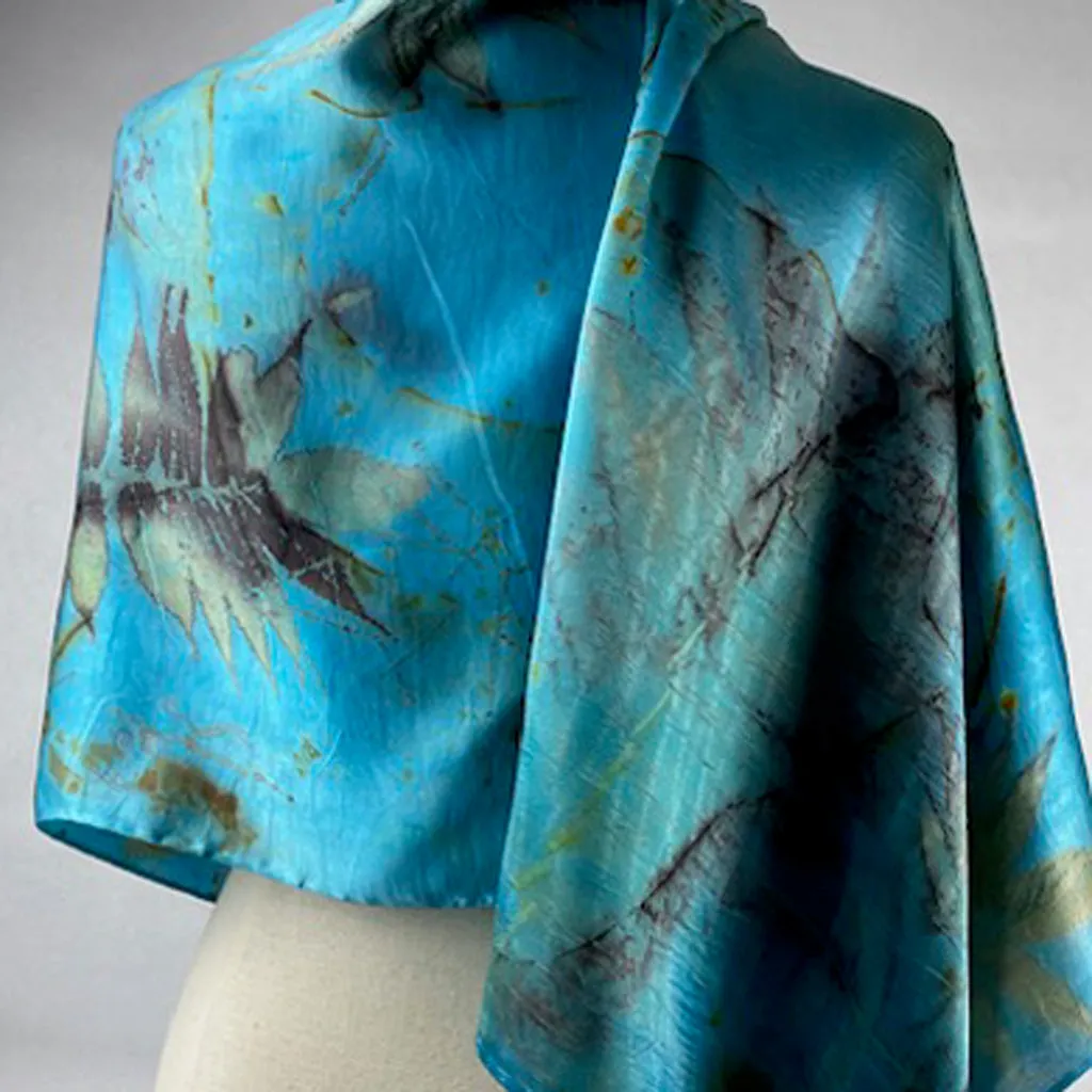 22 x 88 Blue Silk Scarf or Shawl