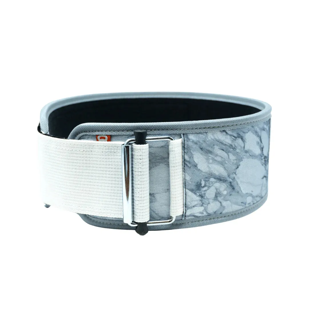 2POOD - White Marble 4" Weightlifting Belt