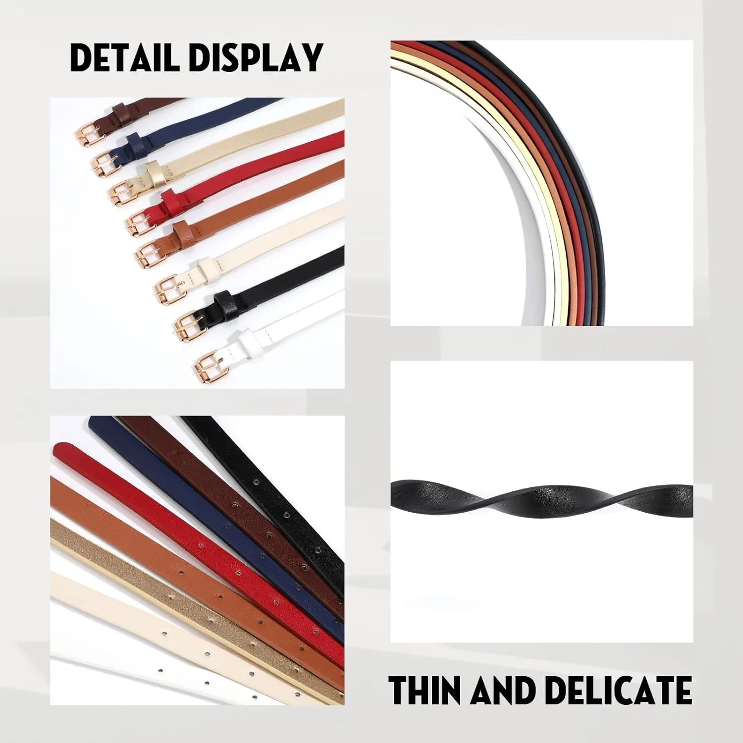 4 Pack Skinny Women Leather Belts for Dresses Jeans Pants