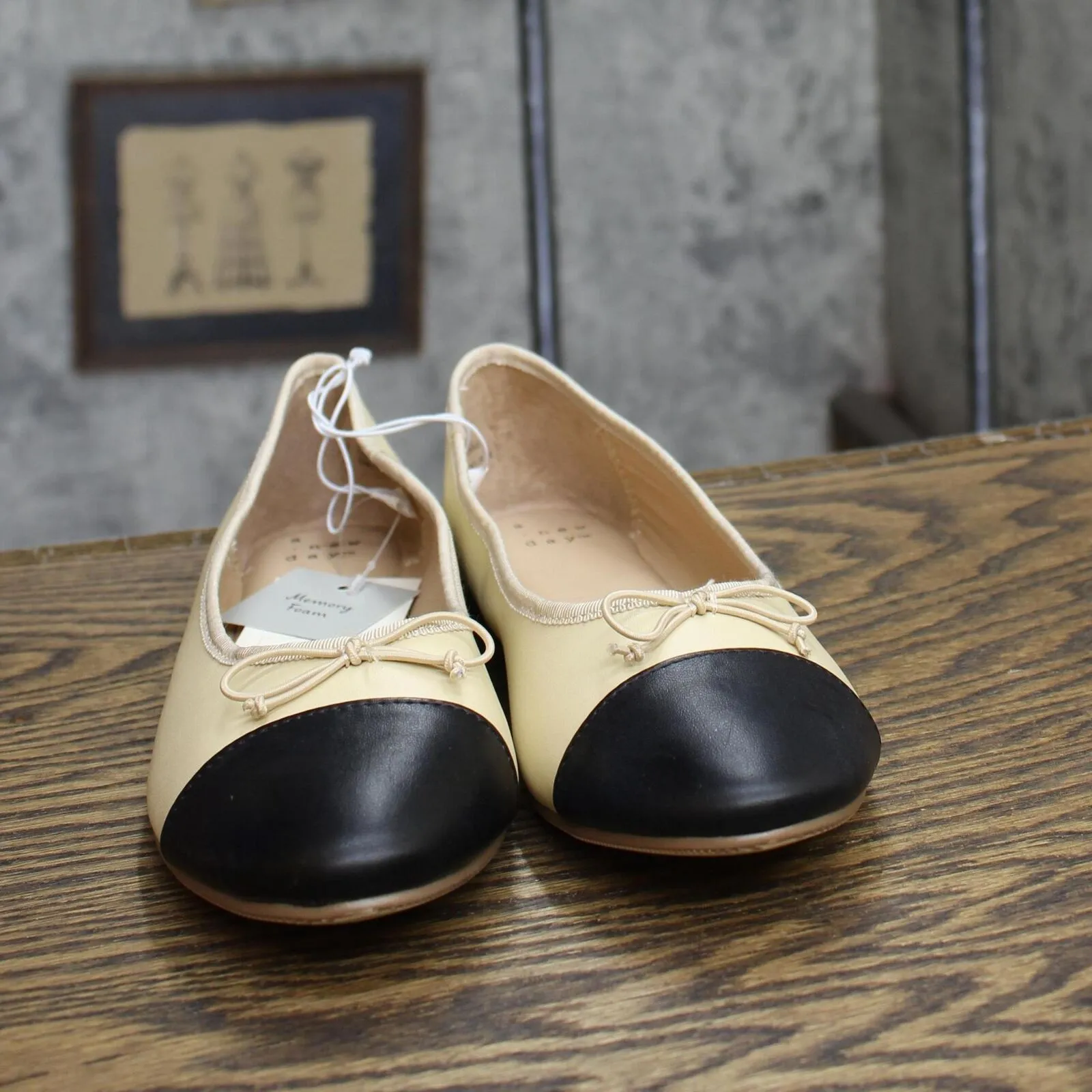 A New Day Womens Janie Ballet Flats with Memory Foam Insole Beige Brown 6M