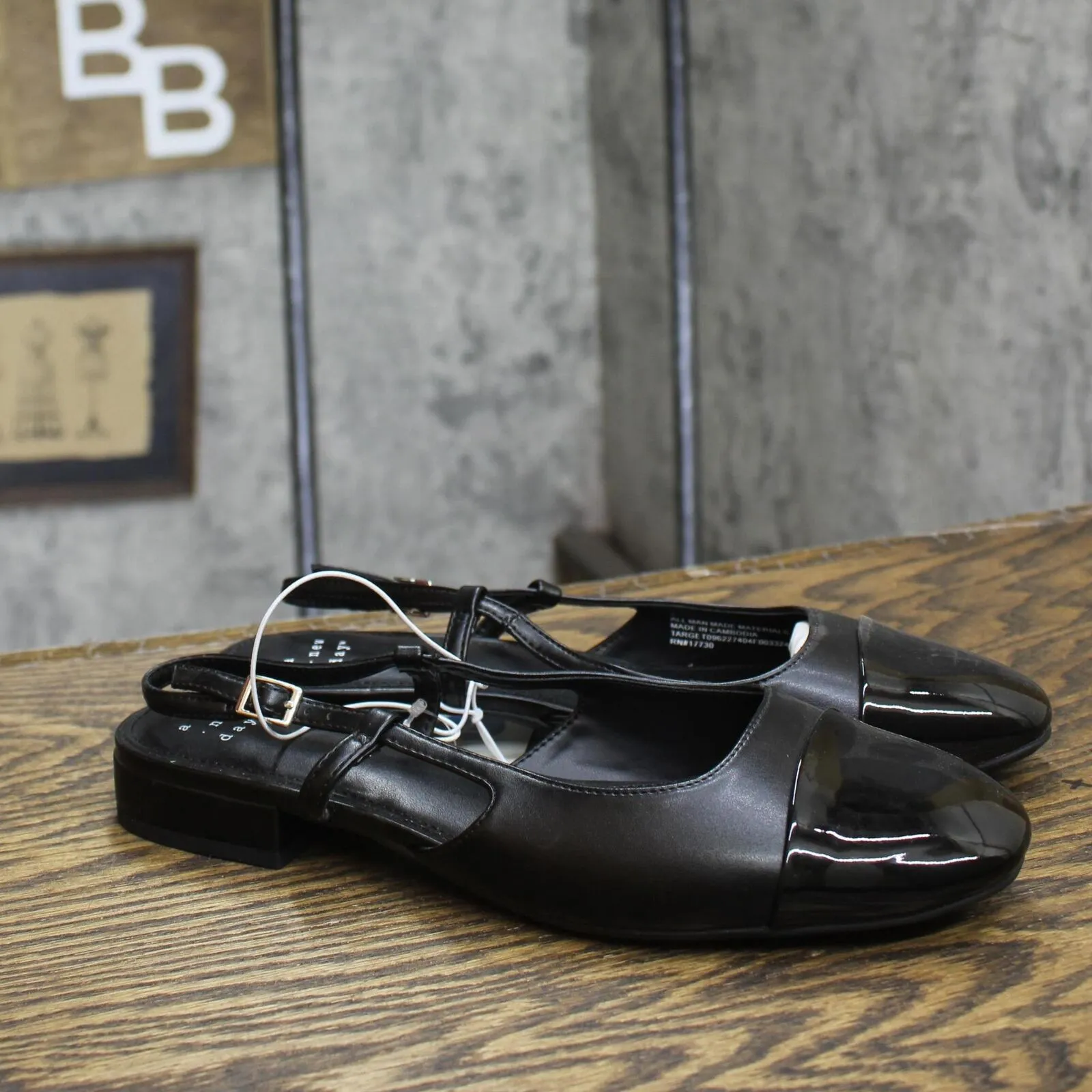 A New Day Womens Maxine Cap-toe Slingback Flats 90511222 Black 7M