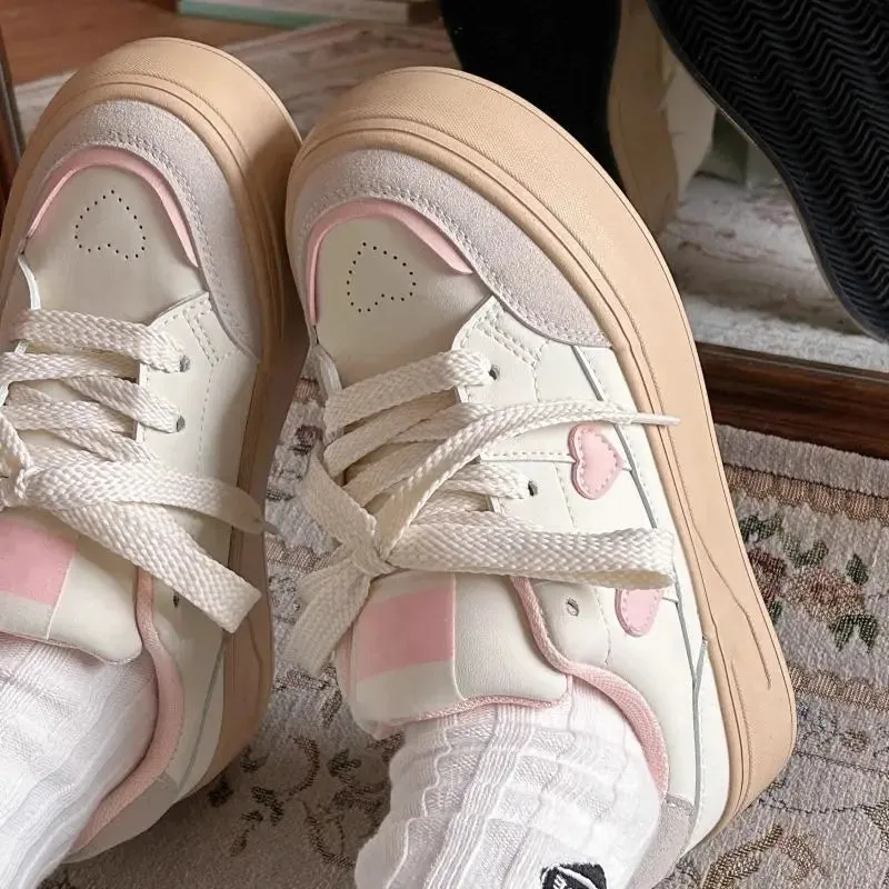 ADVBRIDGE  -  Little White Platforms Shoes Lightweight Breathable Round Toe Casual Shoes Versatile Princess Style Womens Sneakers