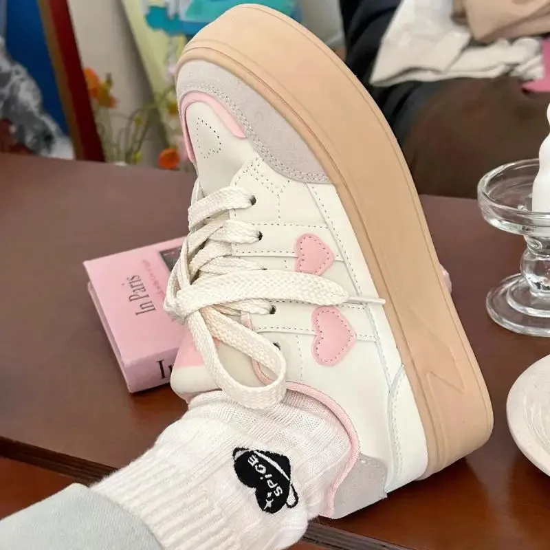 ADVBRIDGE  -  Little White Platforms Shoes Lightweight Breathable Round Toe Casual Shoes Versatile Princess Style Womens Sneakers