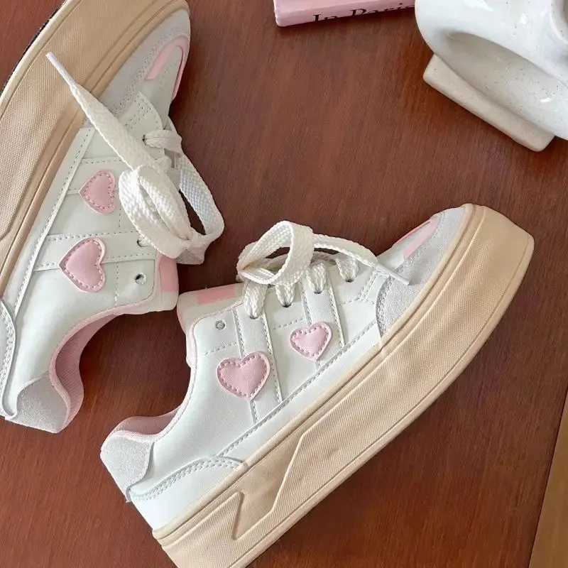 ADVBRIDGE  -  Little White Platforms Shoes Lightweight Breathable Round Toe Casual Shoes Versatile Princess Style Womens Sneakers