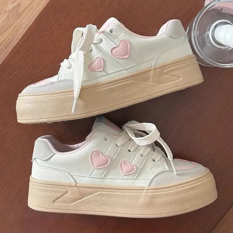 ADVBRIDGE  -  Little White Platforms Shoes Lightweight Breathable Round Toe Casual Shoes Versatile Princess Style Womens Sneakers