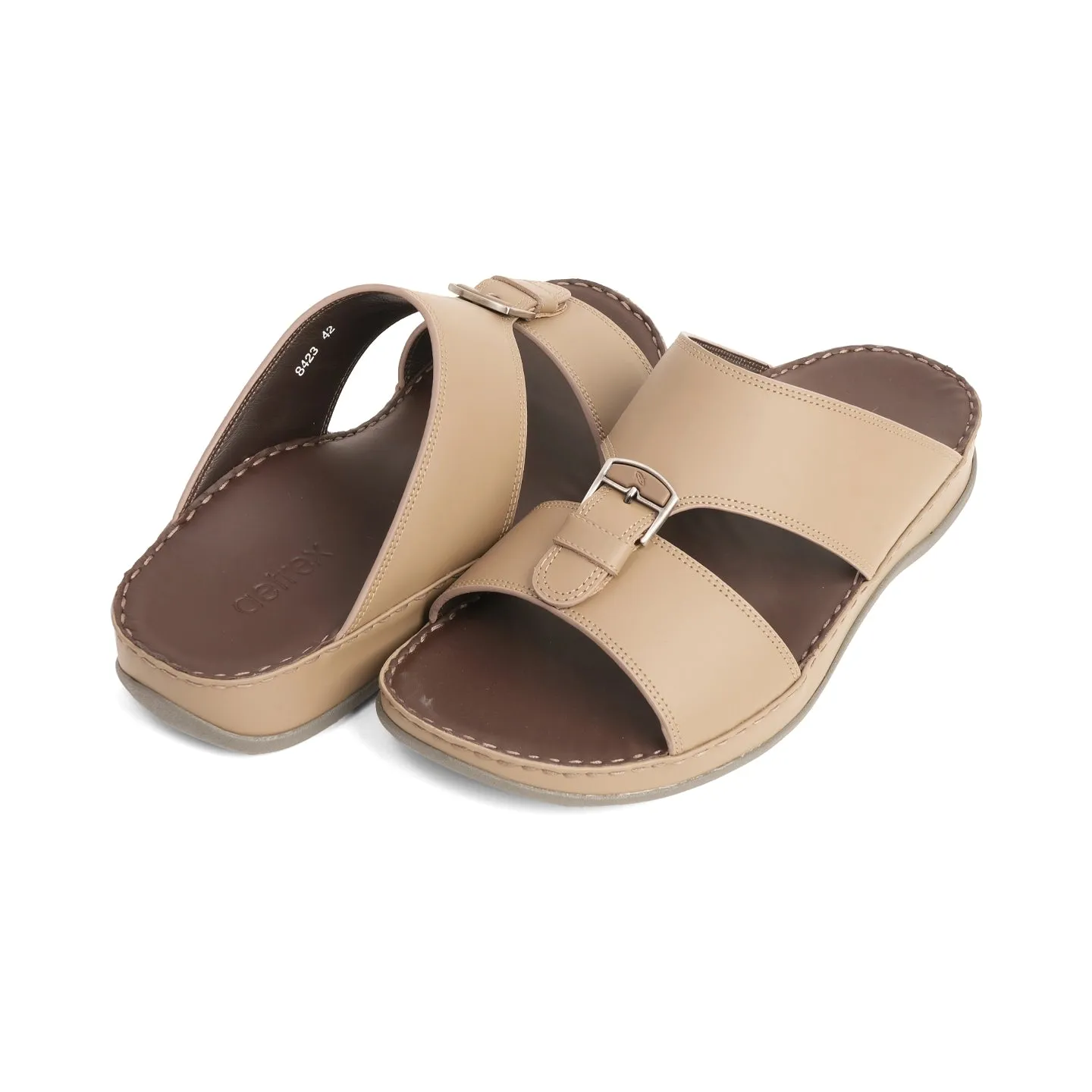 Aetrex Dual Trim Straps Men's Arabic Sandals - Stone