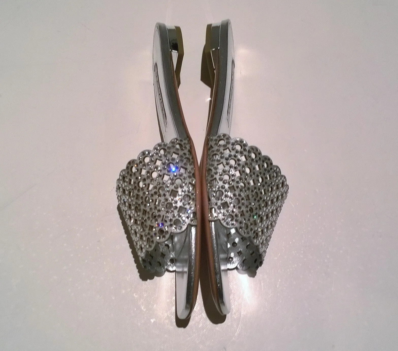 Aquazzura Candy Crystal Silver Rhinestone Flats Sandals Slide