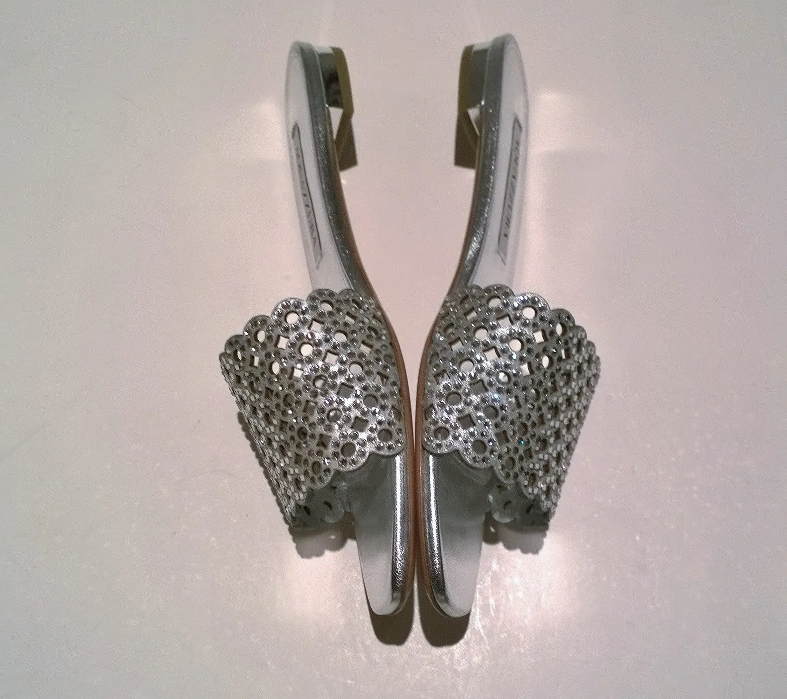 Aquazzura Candy Crystal Silver Rhinestone Flats Sandals Slide