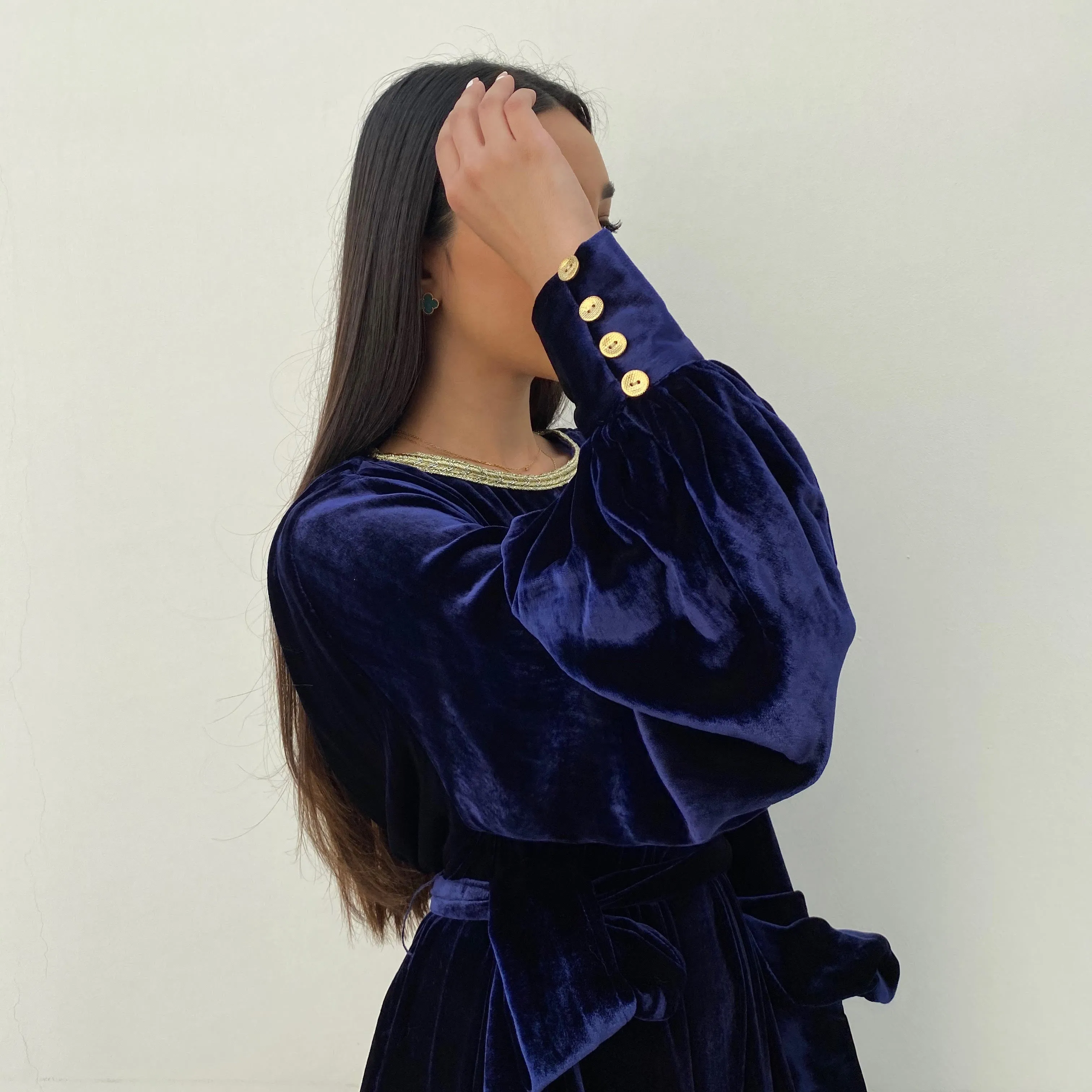 AW20 MIDNIGHT BLUE SILK VELVET JUMPSUIT