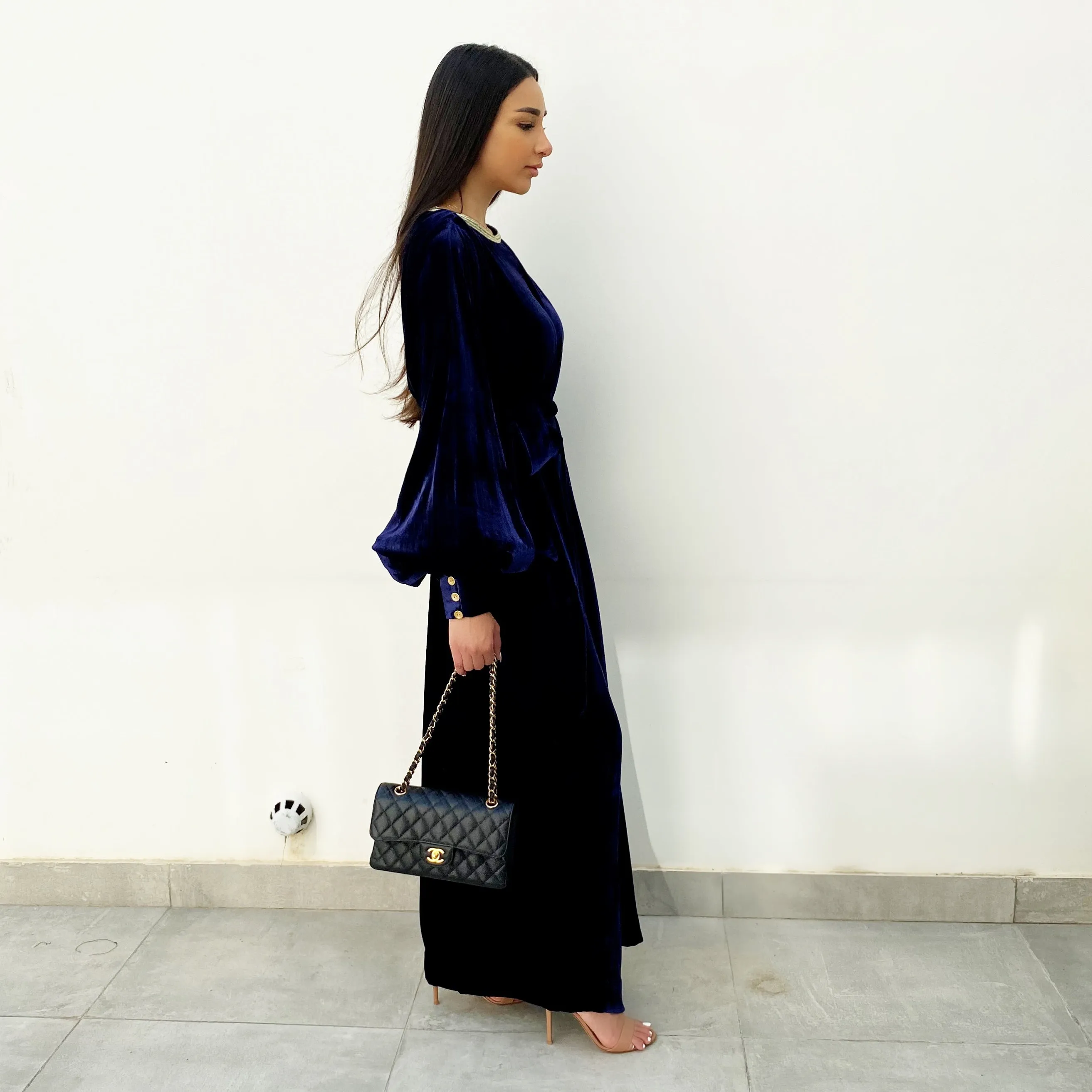 AW20 MIDNIGHT BLUE SILK VELVET JUMPSUIT
