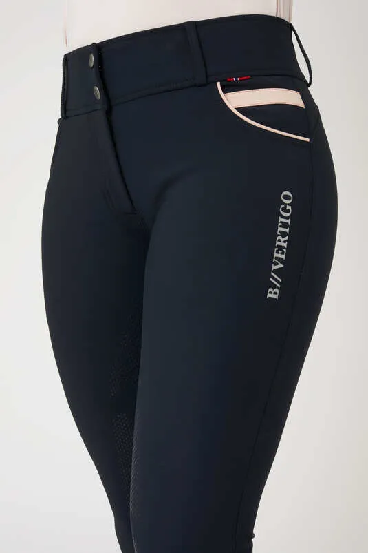 B Vertigo Morgana Fullgrip Ladies Breeches Navy with Pink