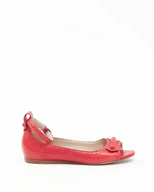 Balenciaga Red Motorcross City Ballerina Open Toe Flats - 36.5