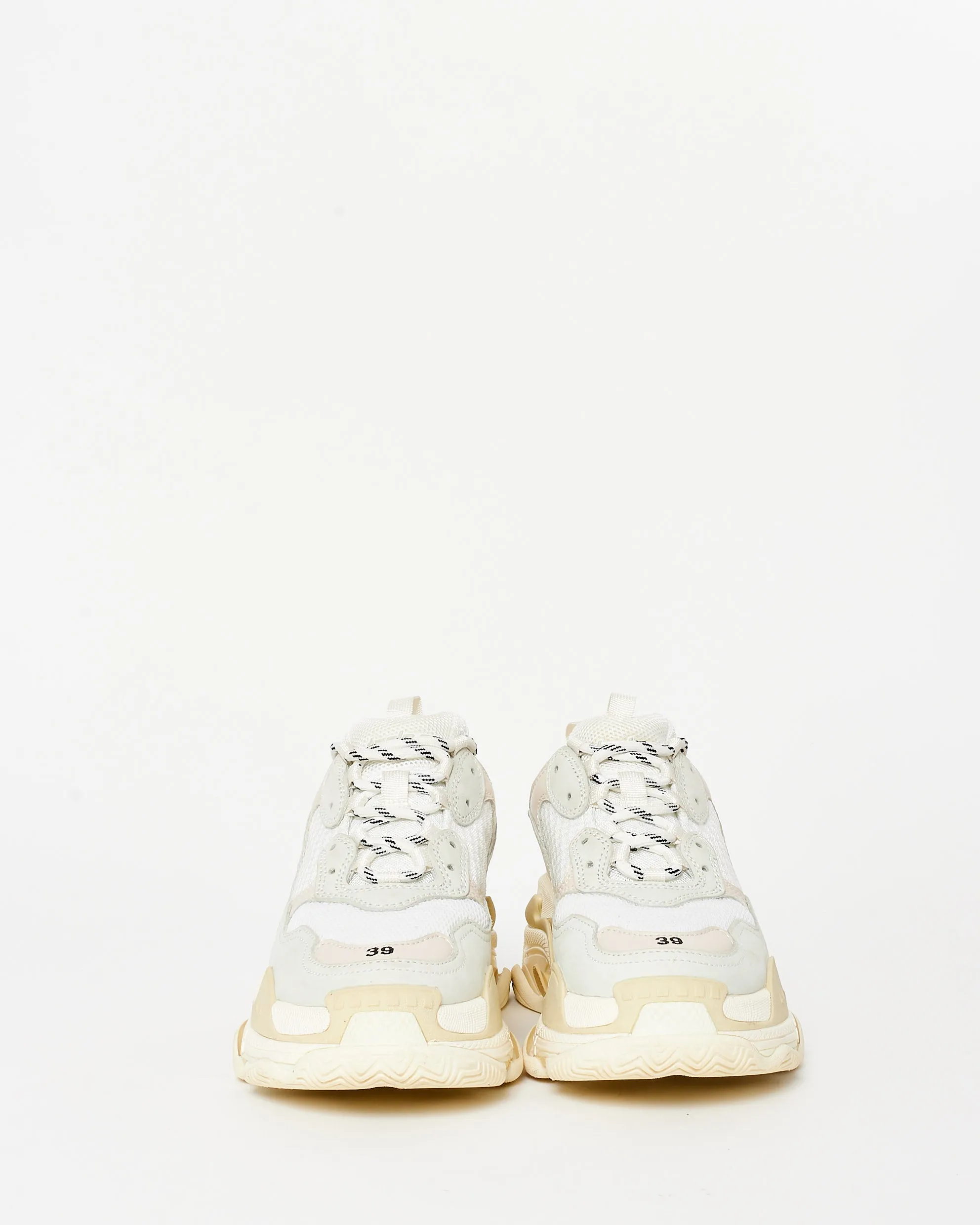 Balenciaga White Fabic Tripple S Sneakers - 39