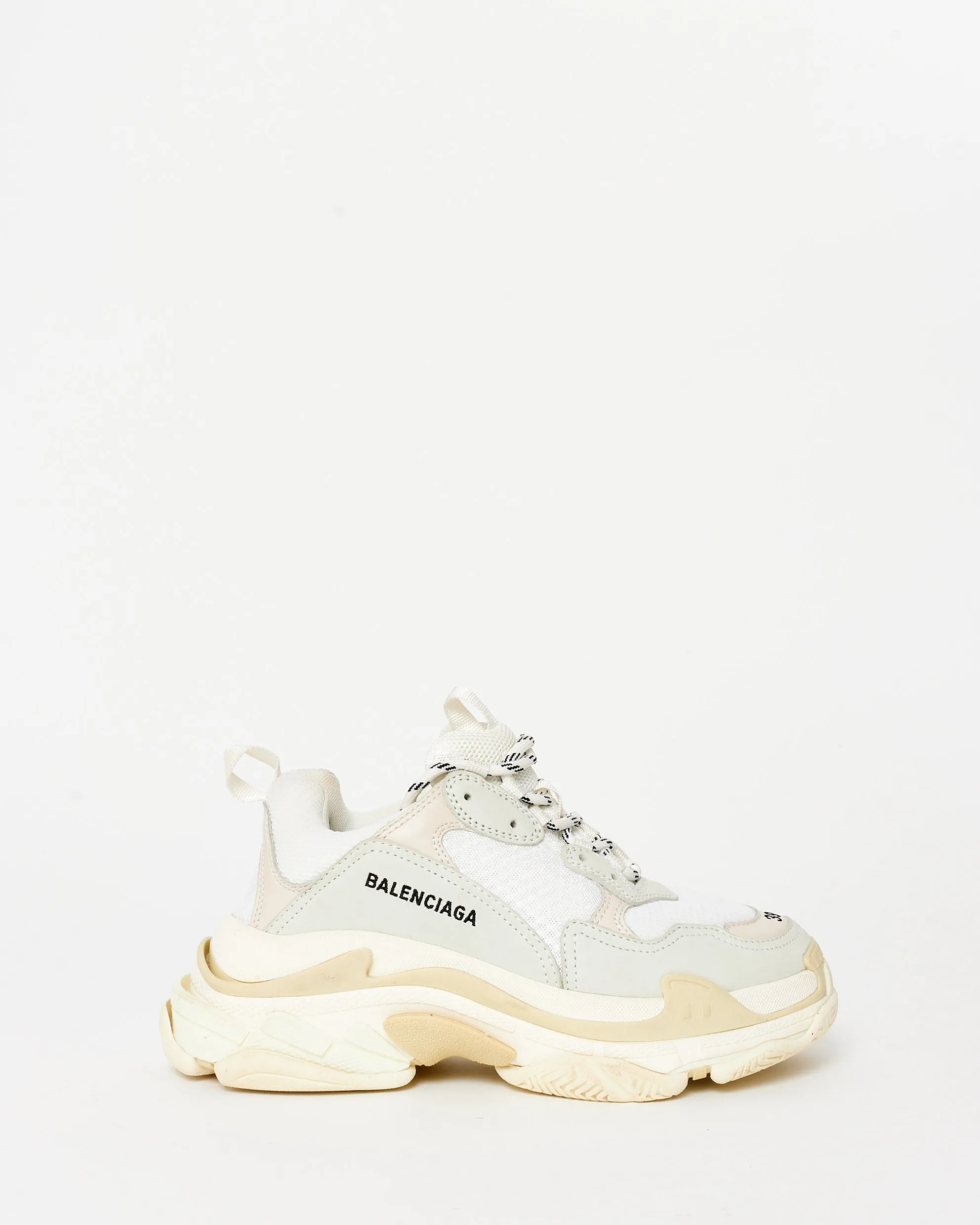 Balenciaga White Fabic Tripple S Sneakers - 39