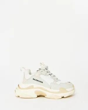 Balenciaga White Fabic Tripple S Sneakers - 39