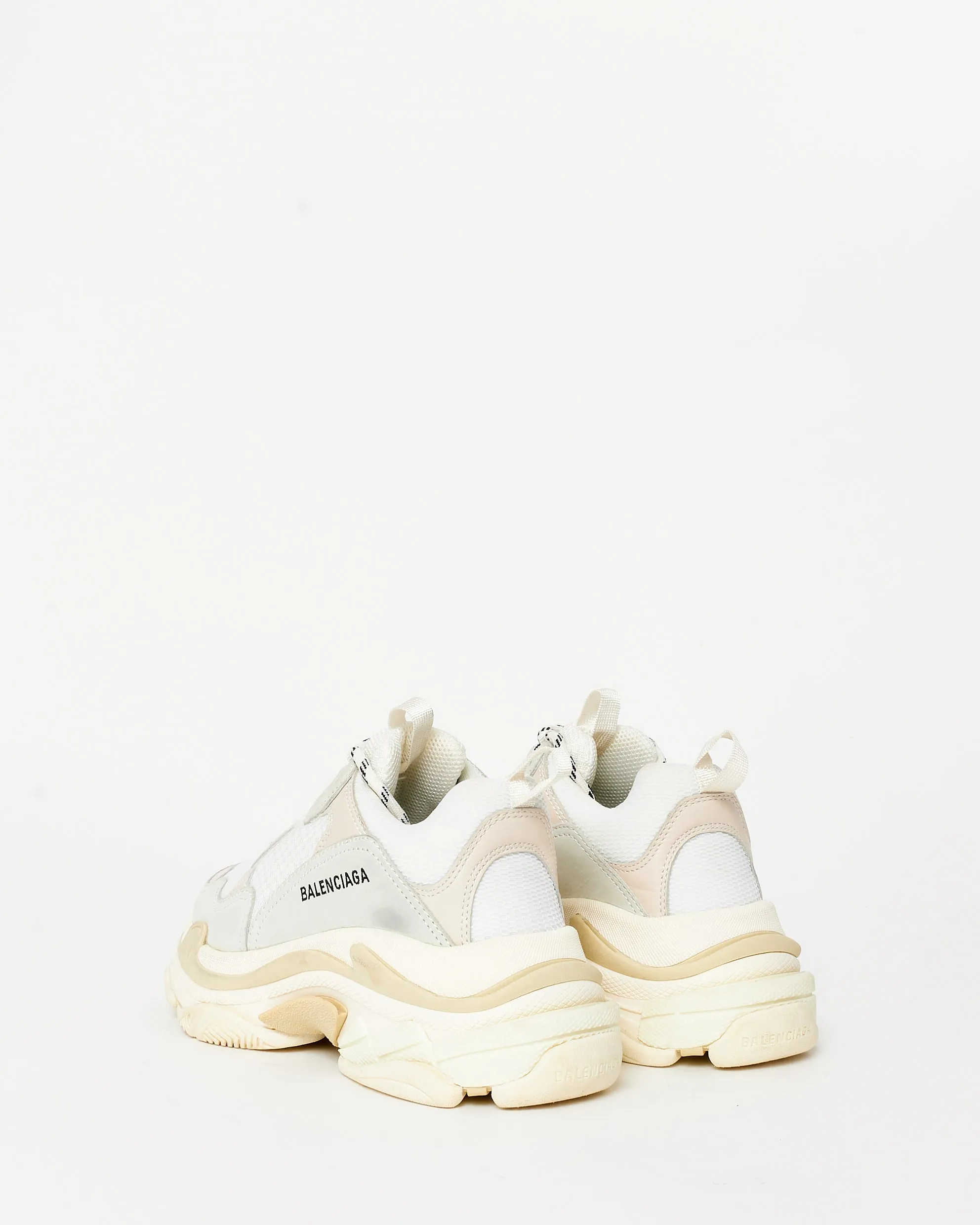 Balenciaga White Fabic Tripple S Sneakers - 39