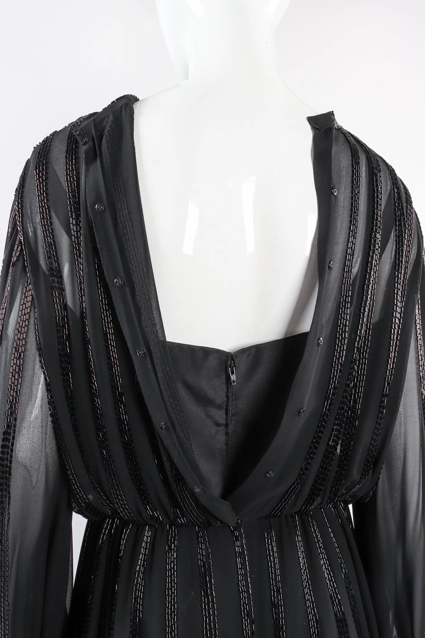 Bead Stripe Silk Chiffon Dress