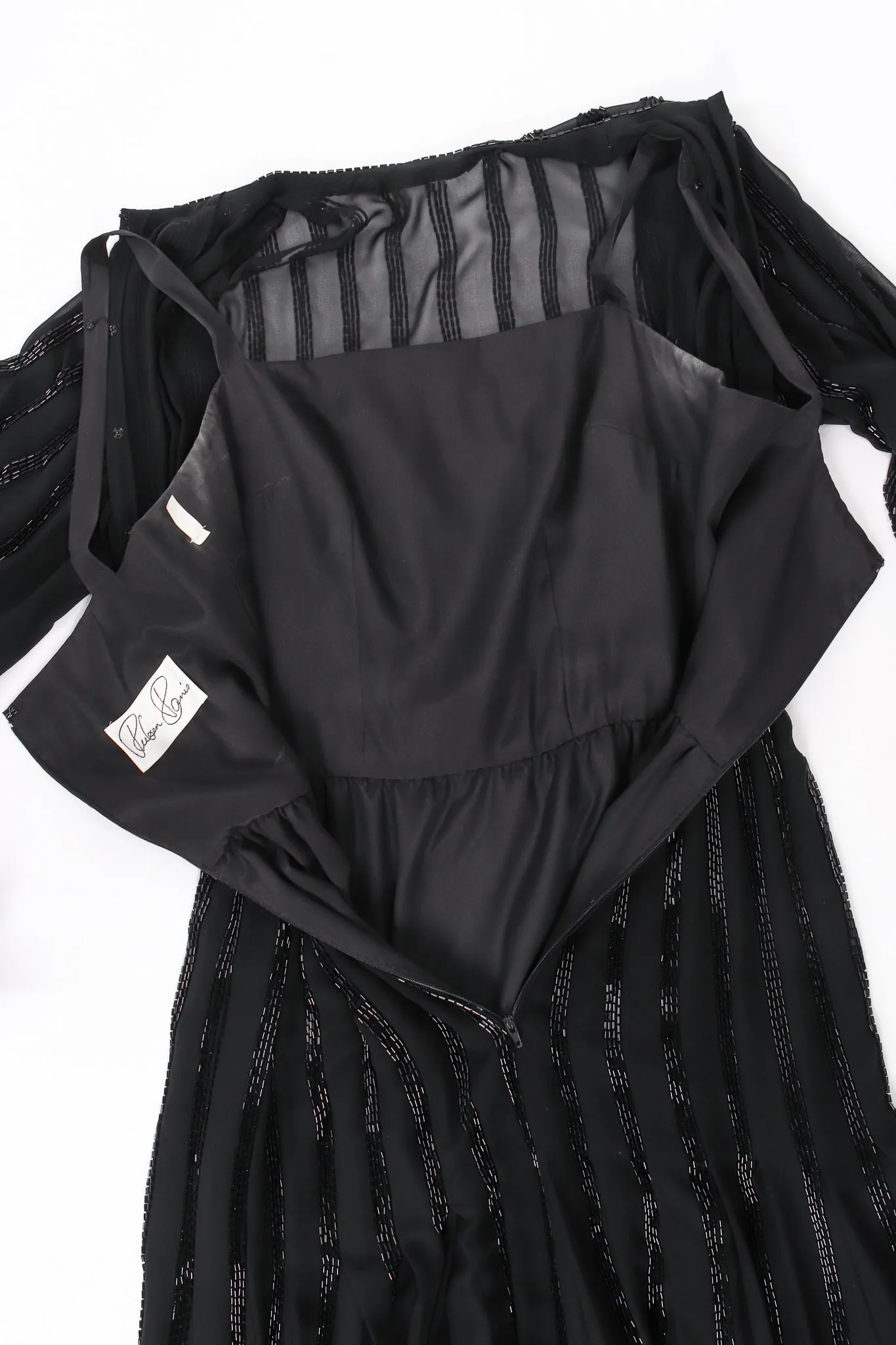 Bead Stripe Silk Chiffon Dress