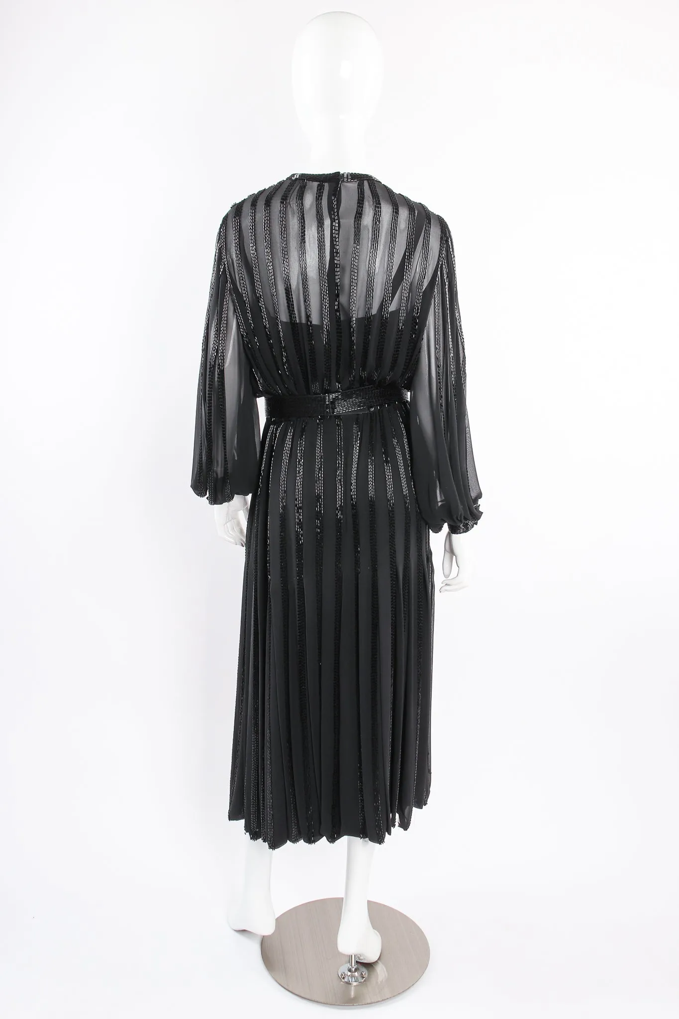 Bead Stripe Silk Chiffon Dress