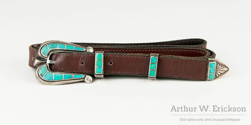 Beautiful Zuni Inlay Ranger Buckle, Keeps and Tip on Belt