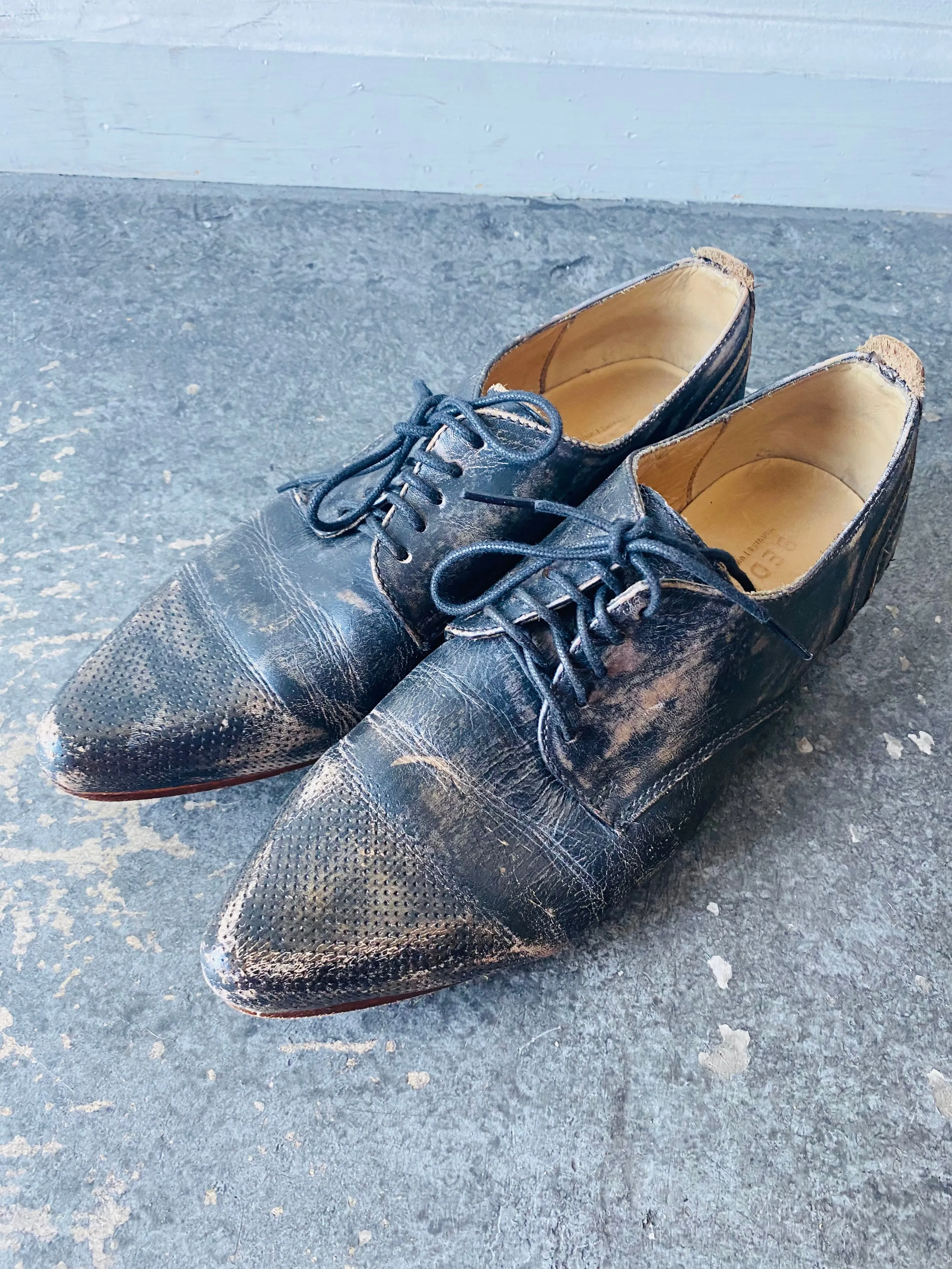 Bed Stu Black Shoes Perforated Toe