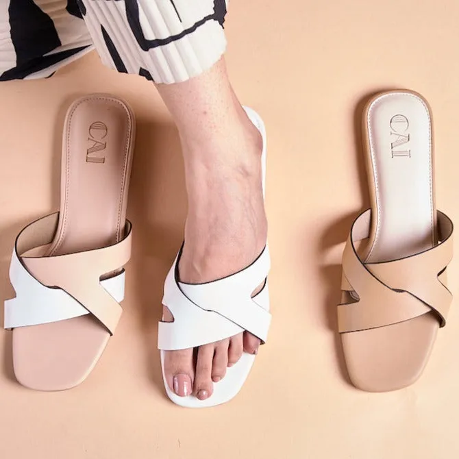 Beige Cutout Flats