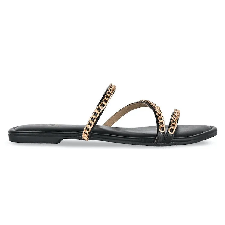 Black Chained Flats