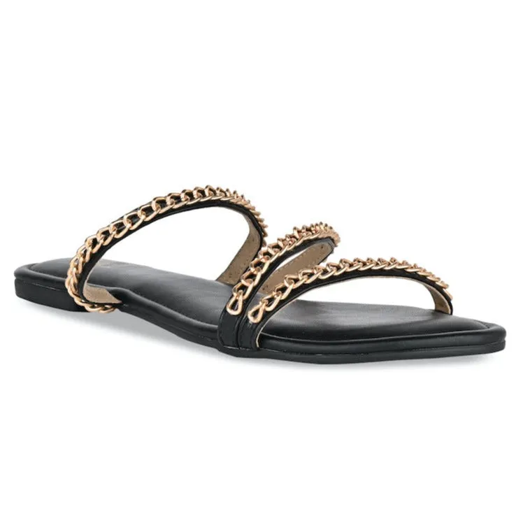 Black Chained Flats