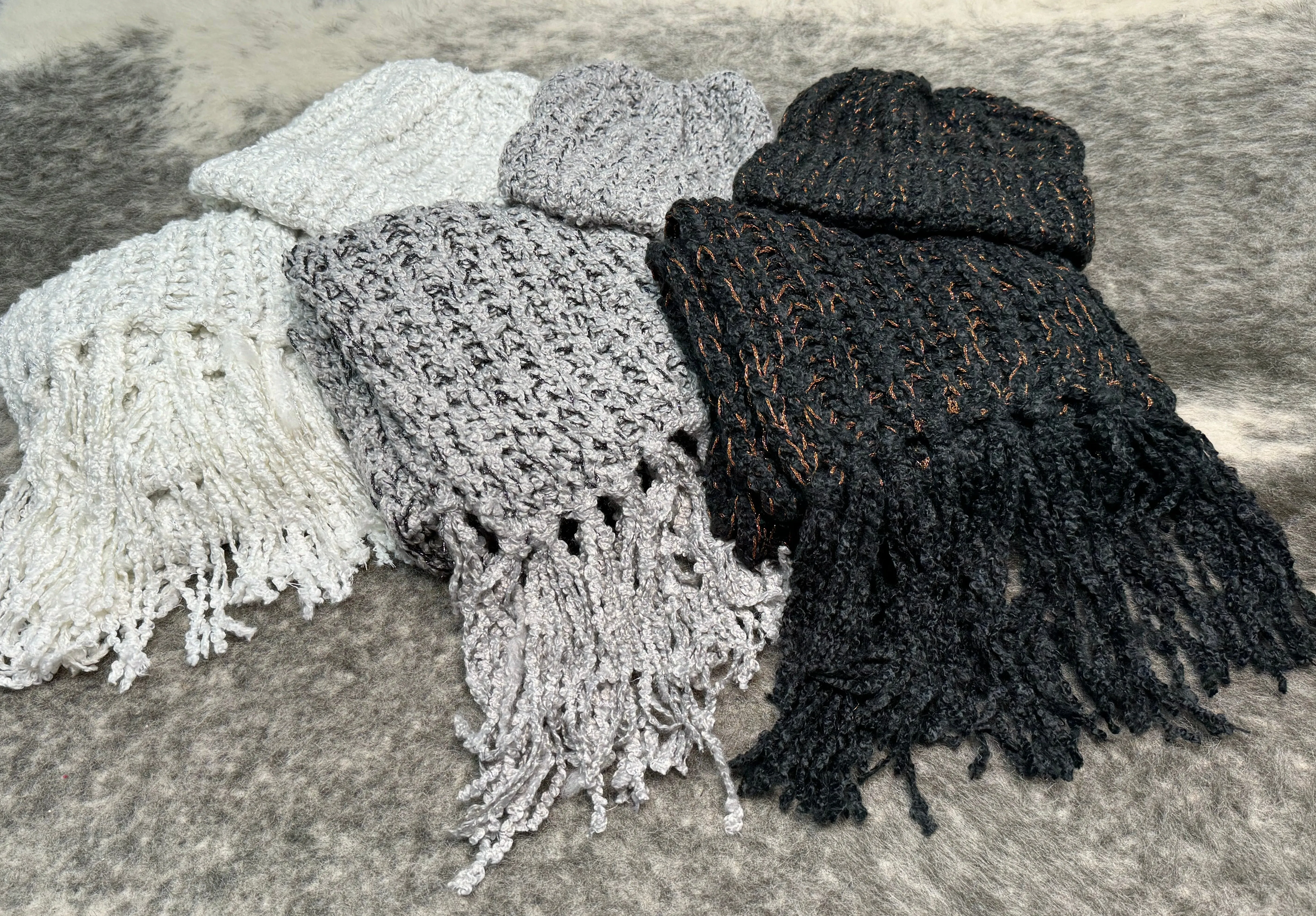 Black Scarf and Hat Set