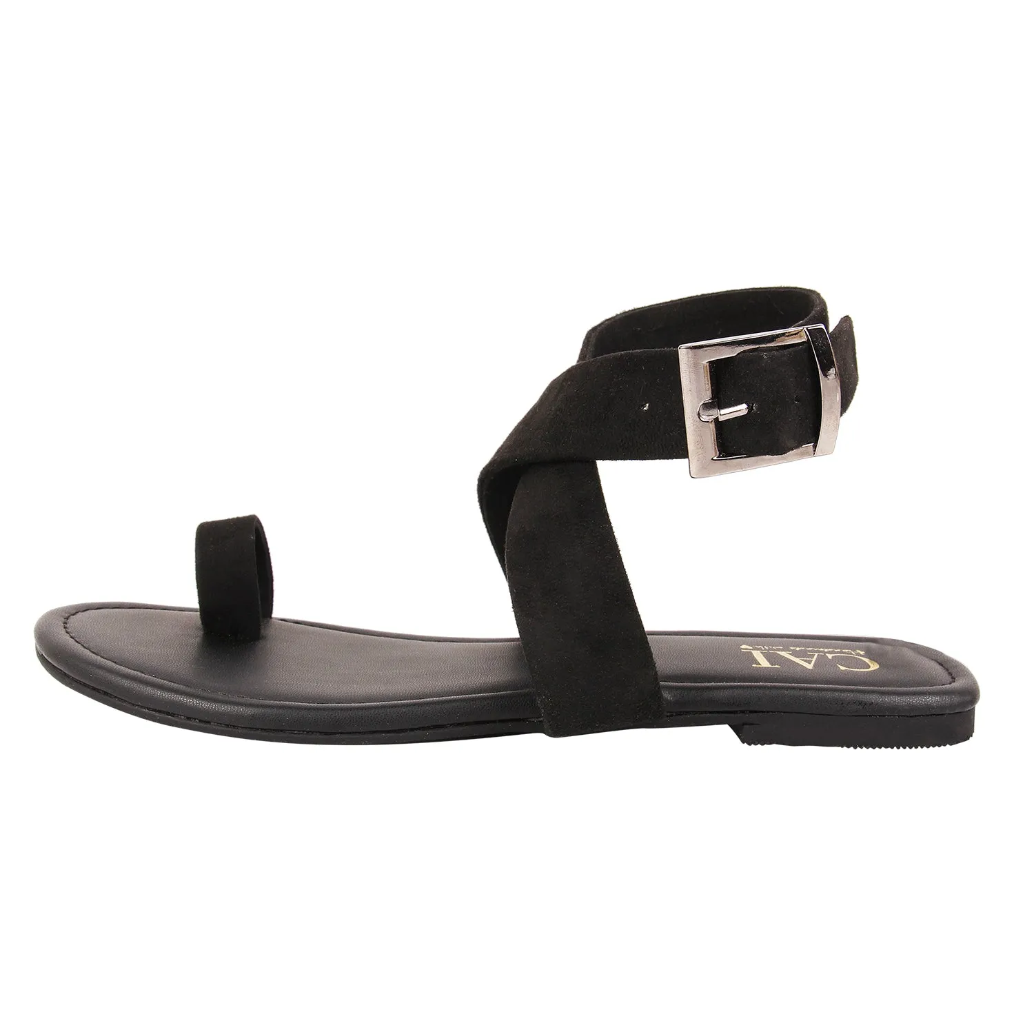 Black Toe Loop Sandals