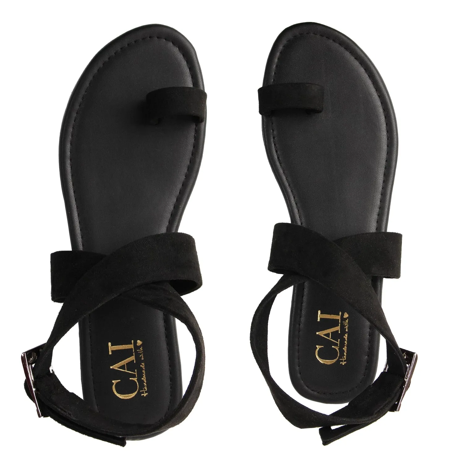 Black Toe Loop Sandals
