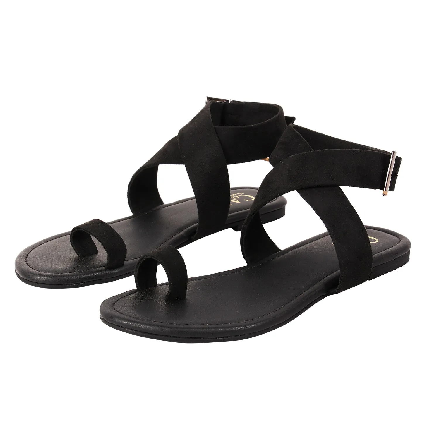 Black Toe Loop Sandals