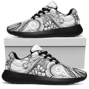 Black White Doodle Sport Sneakers
