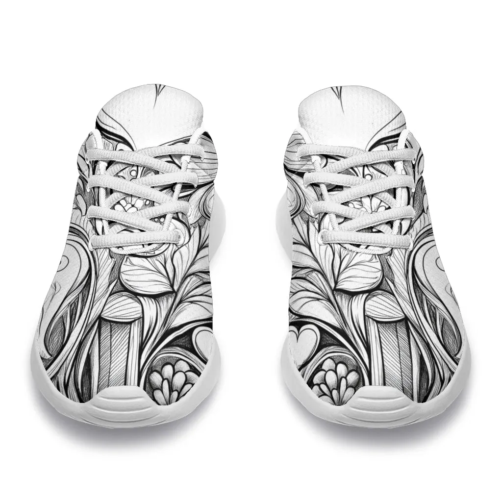 Black White Doodle Sport Sneakers