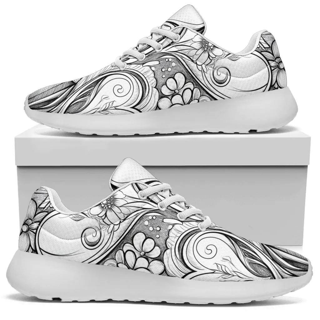 Black White Doodle Sport Sneakers