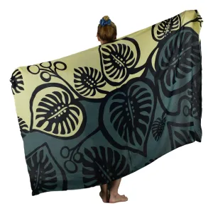 Bold Monstera Sarong - Full - Black and Grey