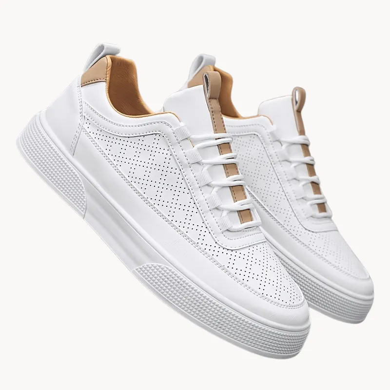 Bradley | Men's Leather Sneakers - Comfortable Perforated Design with Cushioned Sole for Everyday Wear