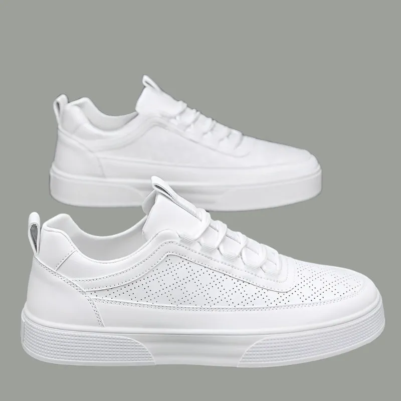 Bradley | Men's Leather Sneakers - Comfortable Perforated Design with Cushioned Sole for Everyday Wear