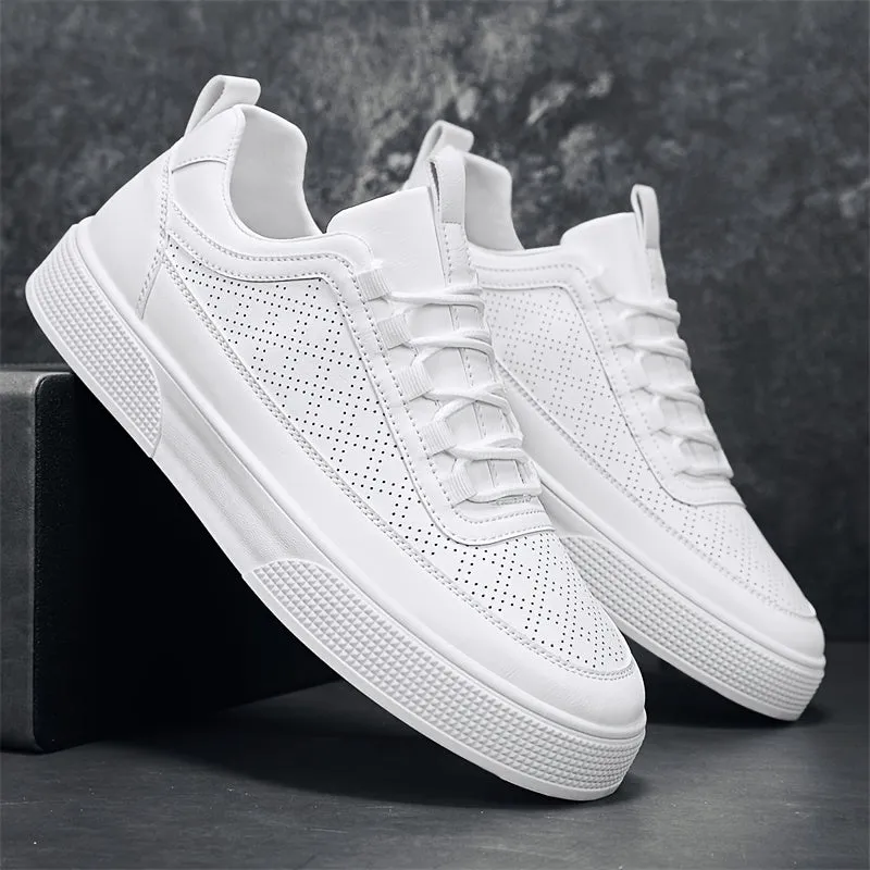 Bradley | Men's Leather Sneakers - Comfortable Perforated Design with Cushioned Sole for Everyday Wear