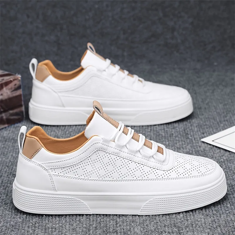 Bradley | Men's Leather Sneakers - Comfortable Perforated Design with Cushioned Sole for Everyday Wear