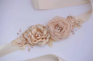 Bridal Wedding Sash Handmade Flower Wedding Dress Belt
