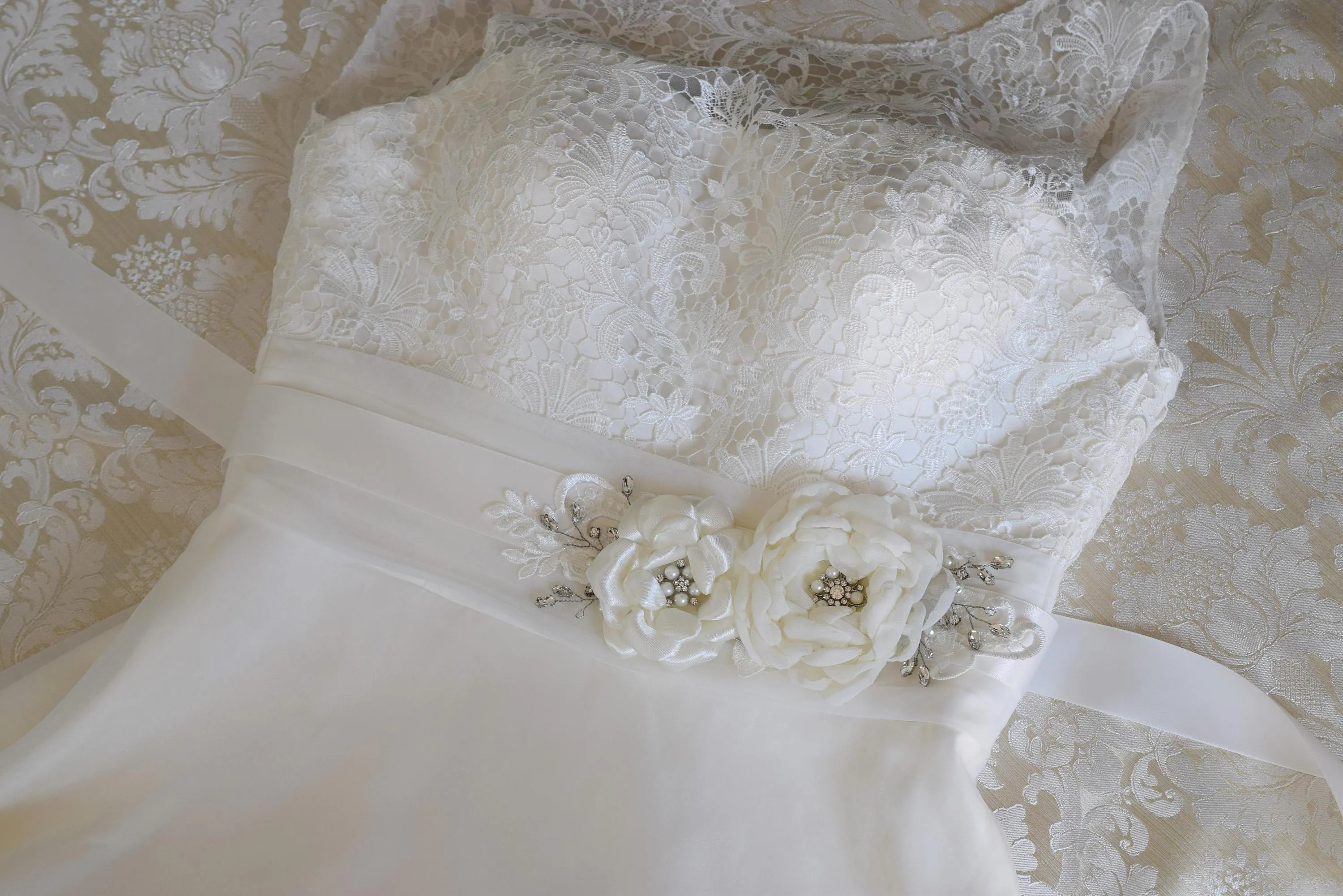 Bridal Wedding Sash Handmade Flower Wedding Dress Belt